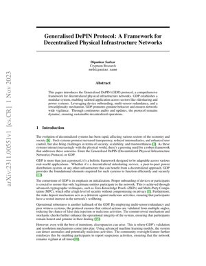 PDF文書カバー - Generalized DePIN Protocol (GDP): 分散型物理インフラストラクチャネットワークのフレームワーク